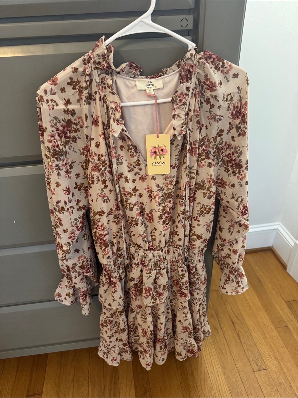 Floral Long-Sleeve Dress in Blush by entro